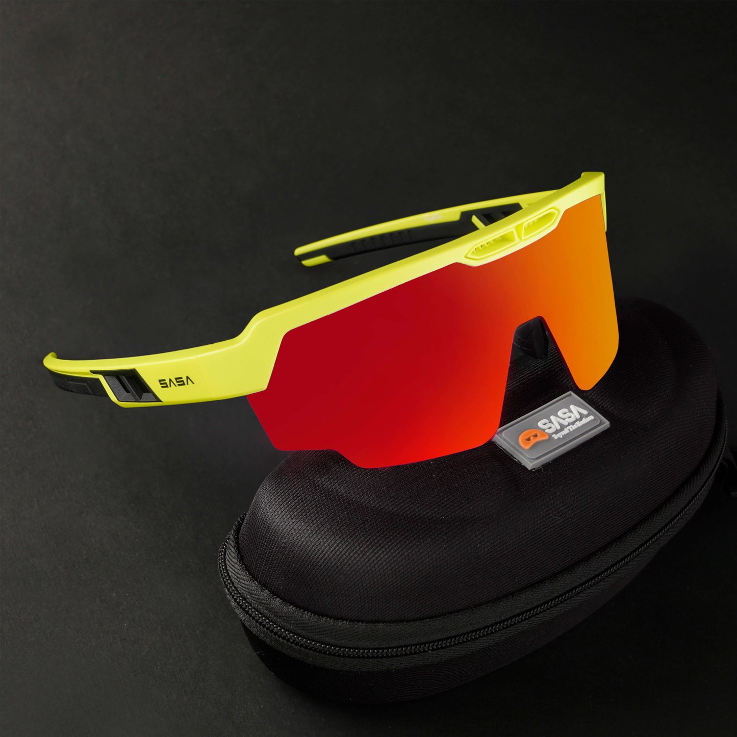 Raptor Neon Yellow Frame Red Revo Lens Sports Sunglasses for Cricket I Cycling I Marathon