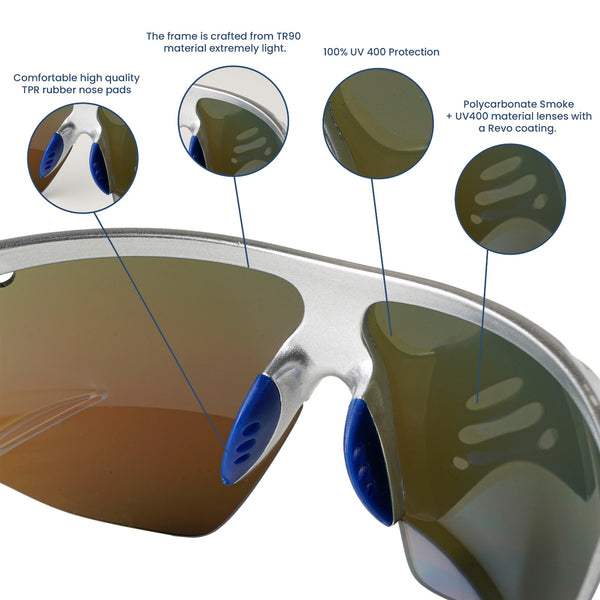 Siddhesh Lad Mumbai Indians IPL Player X SASA Hawkeye Matte Frame Silver Red Revo Lens Sports Sunglasses
