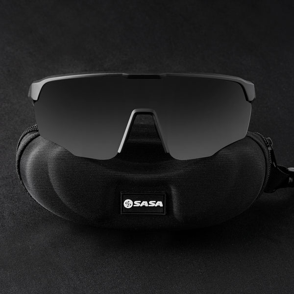 Matte Black Frame Lens PC Smoke (Black) Sports Sunglasses For Cricket I Cycling I Marathon