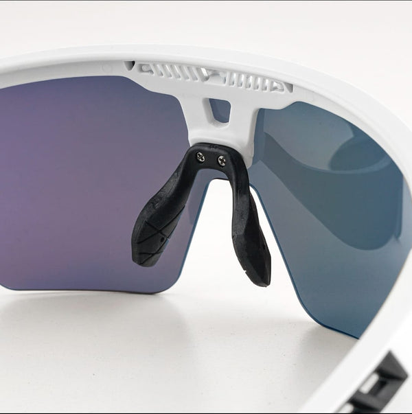 SASA Raptor Matte White Frame Blue Revo Lens Sports Sunglasses