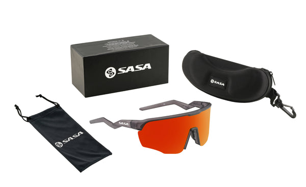 Translucent Grey Frame Lens Red Revo Sports Sunglasses For Cricket I Cycling I Marathon