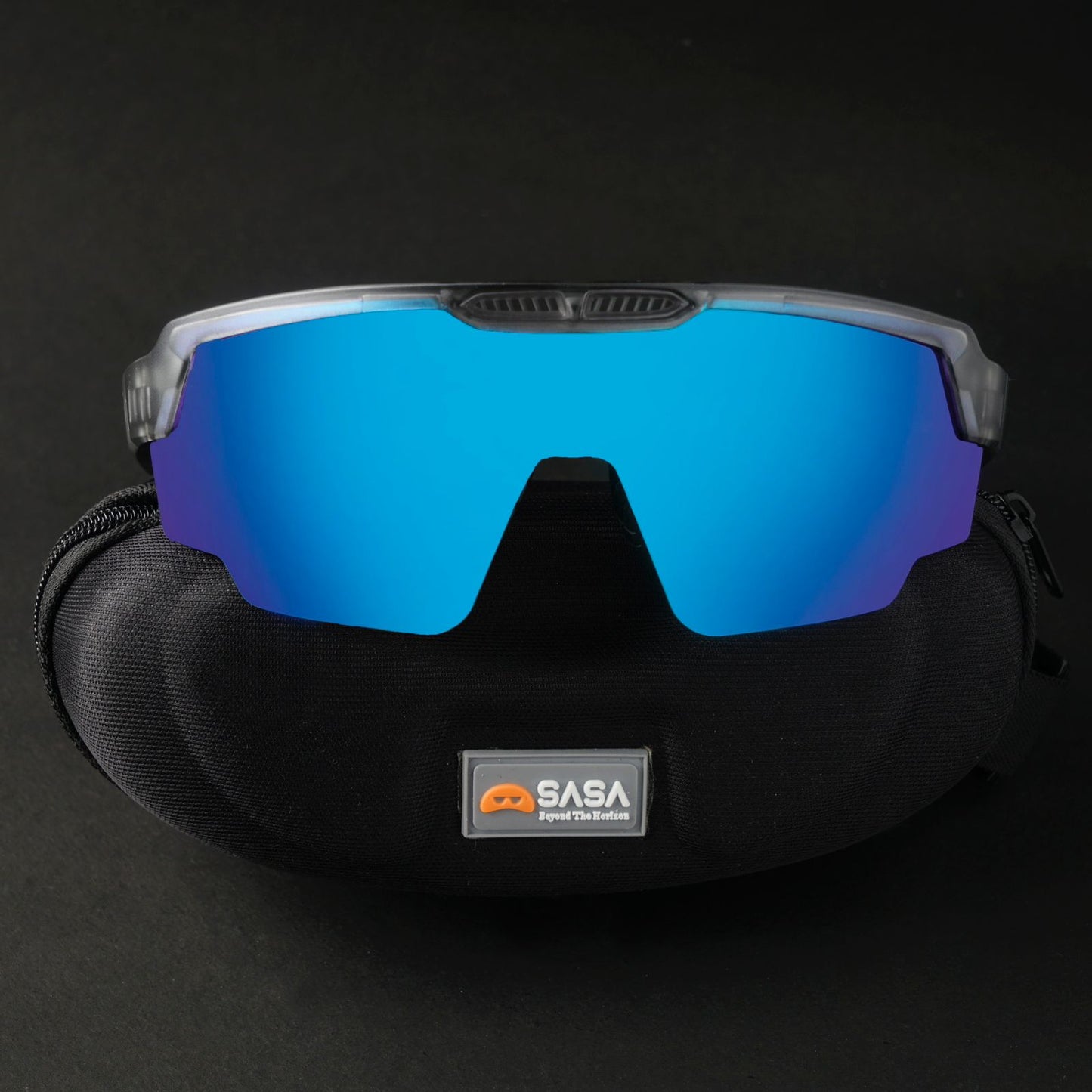 Raptor Translucent Grey Frame Ice Blue Revo Lens Sports Sunglasses for Cricket I Cycling I Marathon