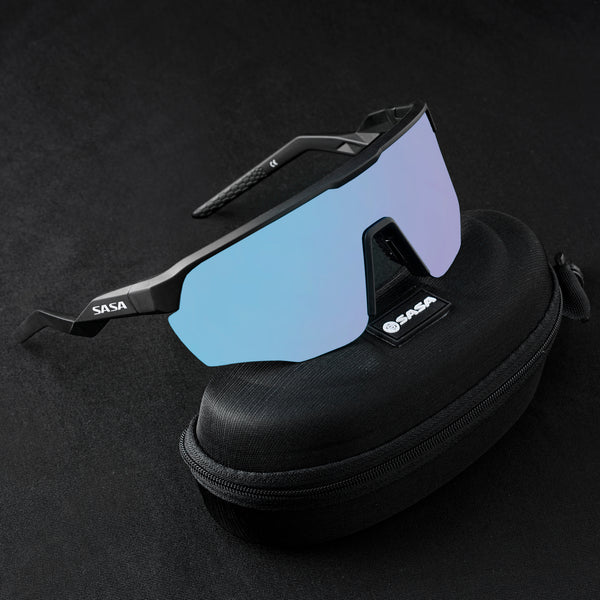 Matte Black Frame Lens Ice Blue Revo Sports Sunglasses For Cricket I Cycling I Marathon