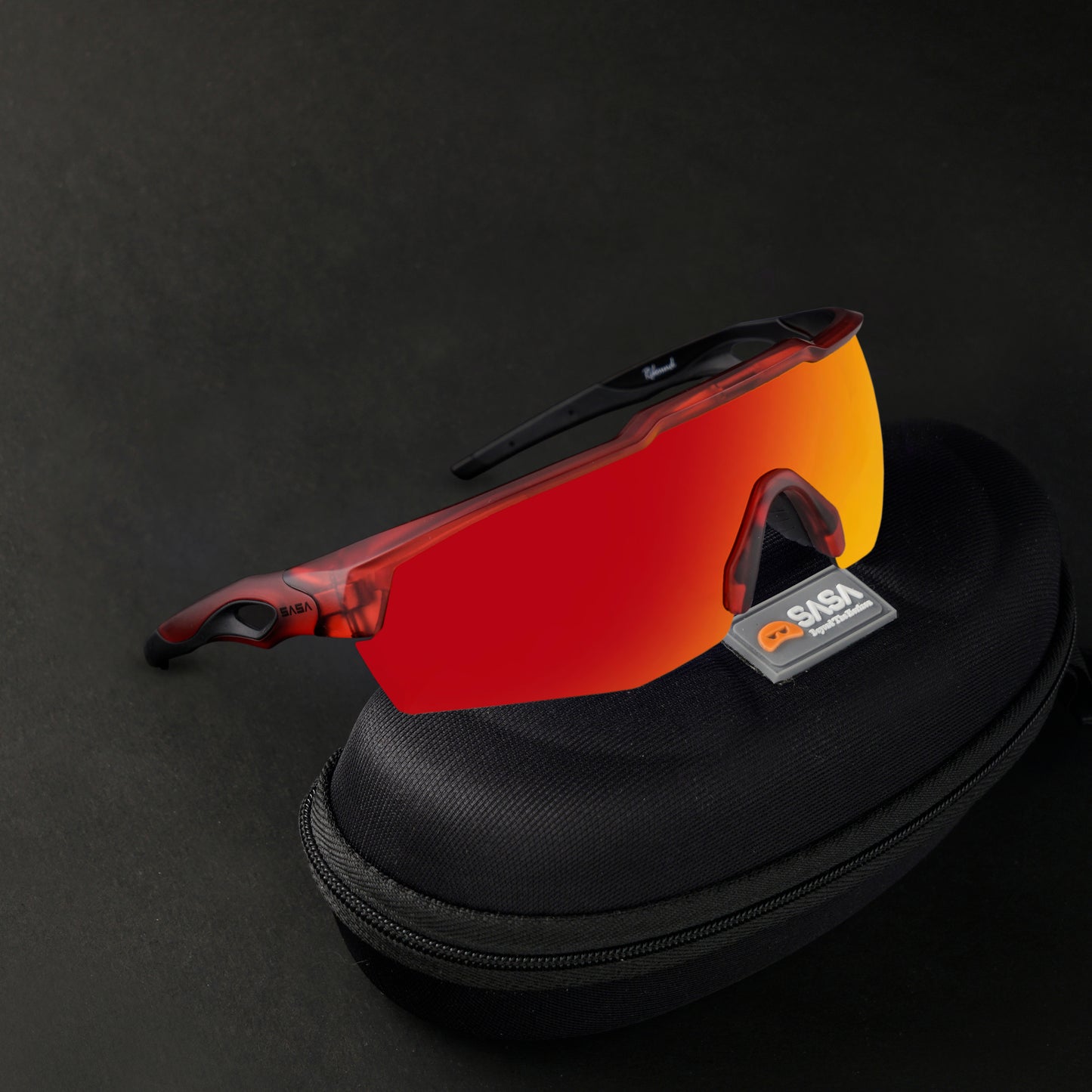Rebound Translucent Red Frame Red Revo Lens Sports Sunglasses