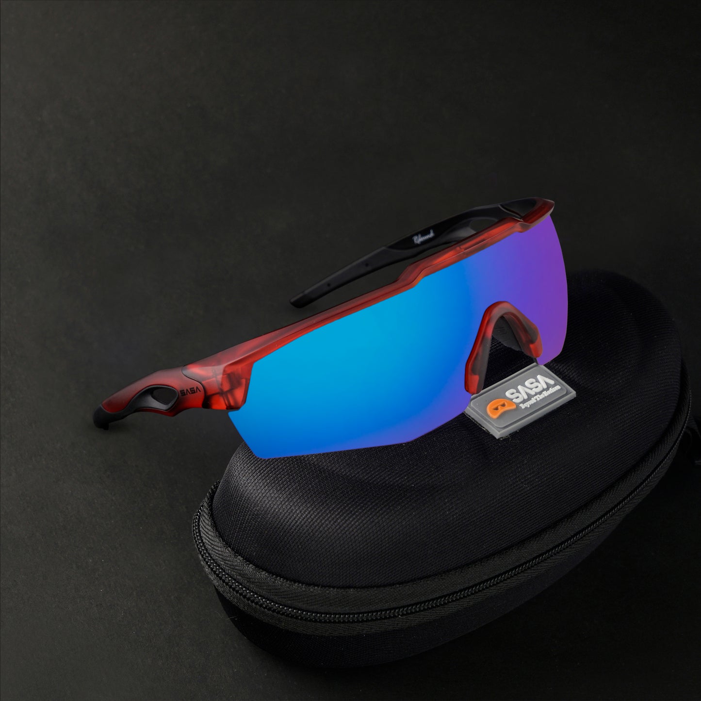 Rebound Translucent Red Frame Ice Blue Revo Lens Sports Sunglasses