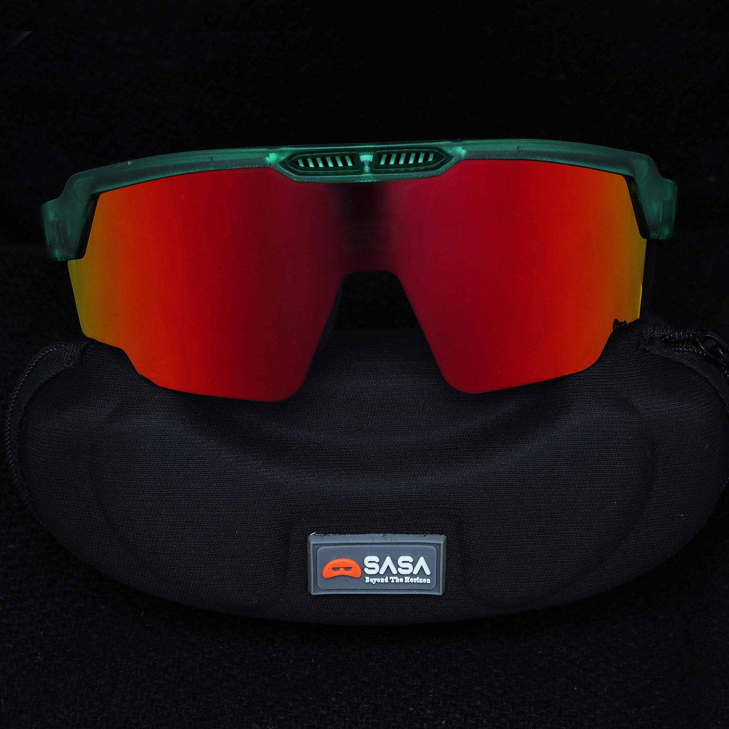 Raptor Translucent Green Frame Red Revo Lens Sports Sunglasses for Cricket I Cycling I Marathon
