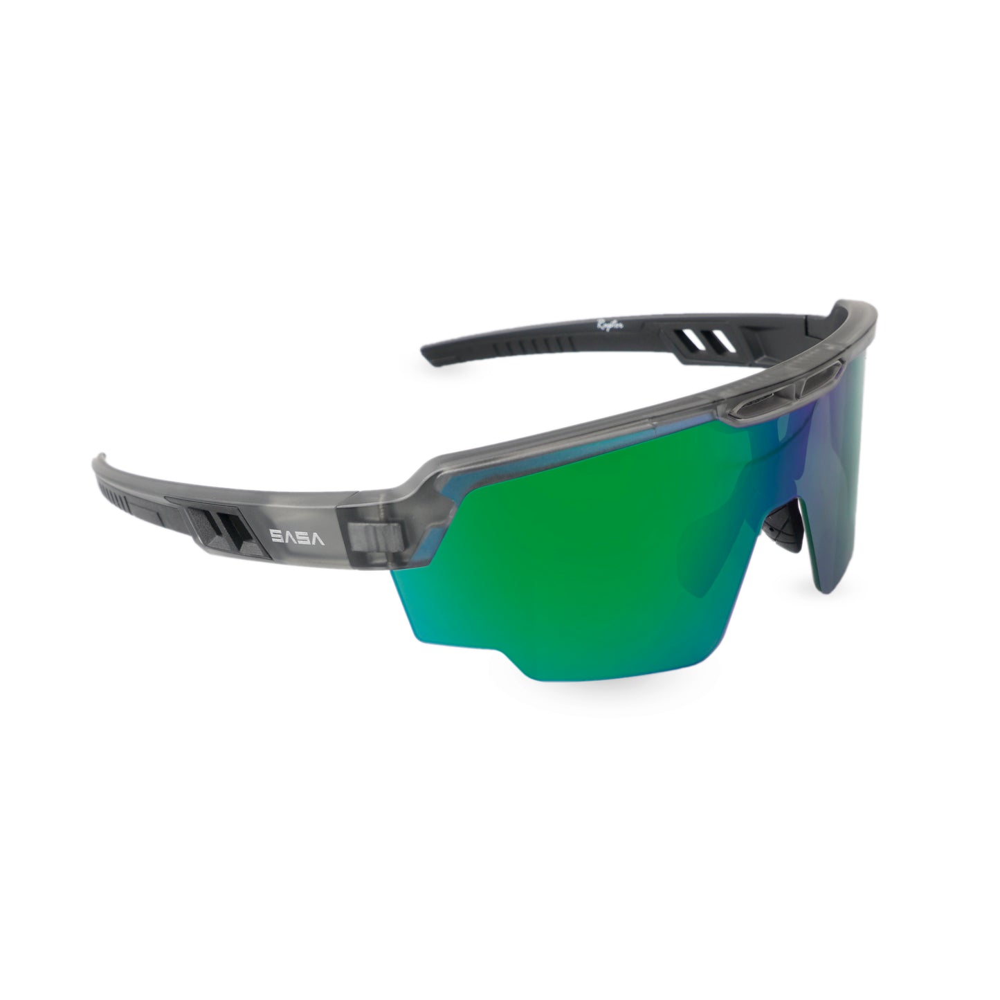 Raptor Matte Silver Black Frame Green Revo Lens Sports Sunglasses for Cricket I Cycling I Marathon