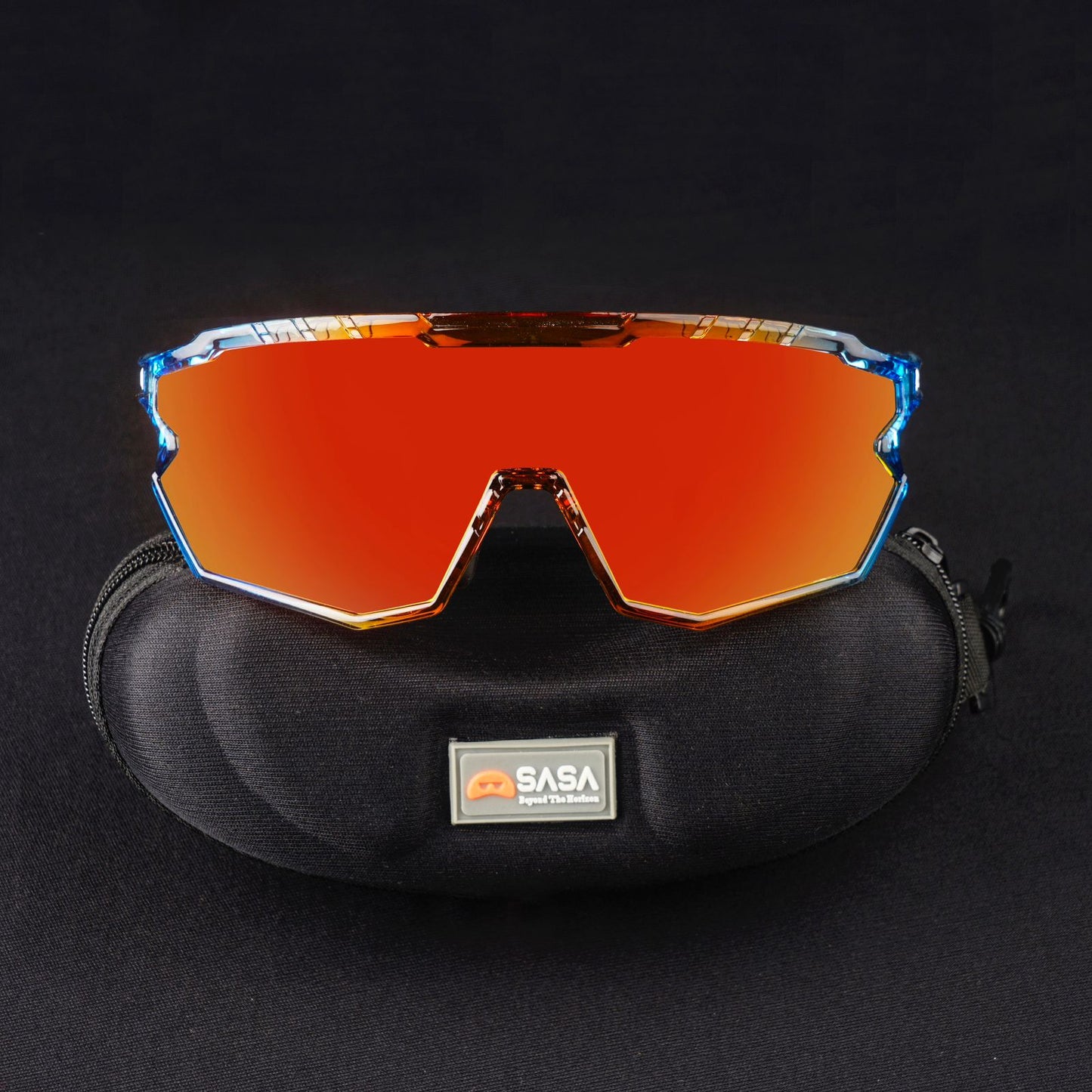 SASA Z Series Prismatic Blue / Orange Frame Red Revo Lens Sports Sunglasses