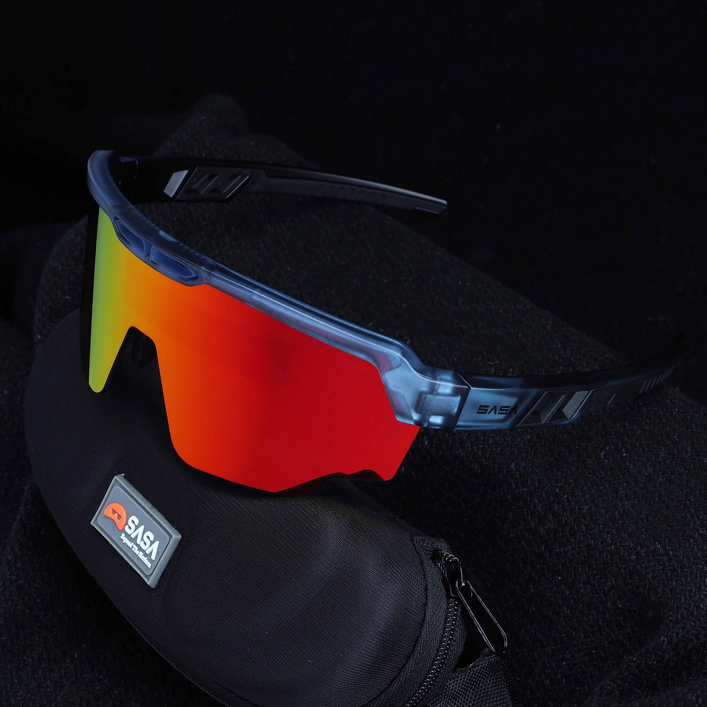Raptor Translucent Blue Frame Red Revo Lens Sports Sunglasses for Cricket I Cycling I Marathon