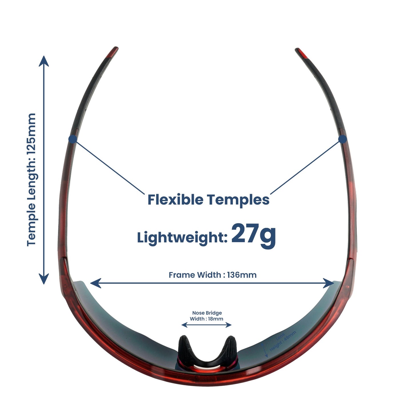 Rebound Translucent Red Frame Blue Revo Lens Sports Sunglasses