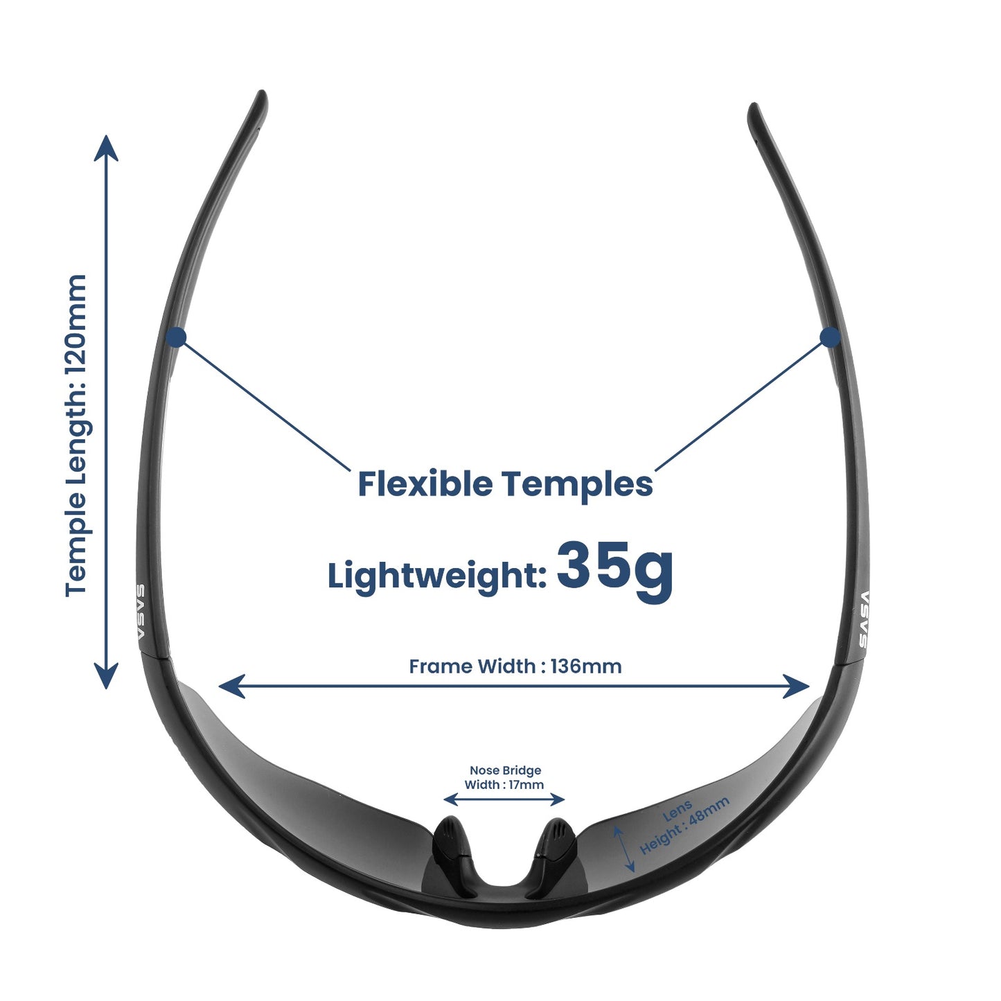 SASA Hawkeye Matte Black Frame Ice Blue Revo Lens Sports Sunglasses