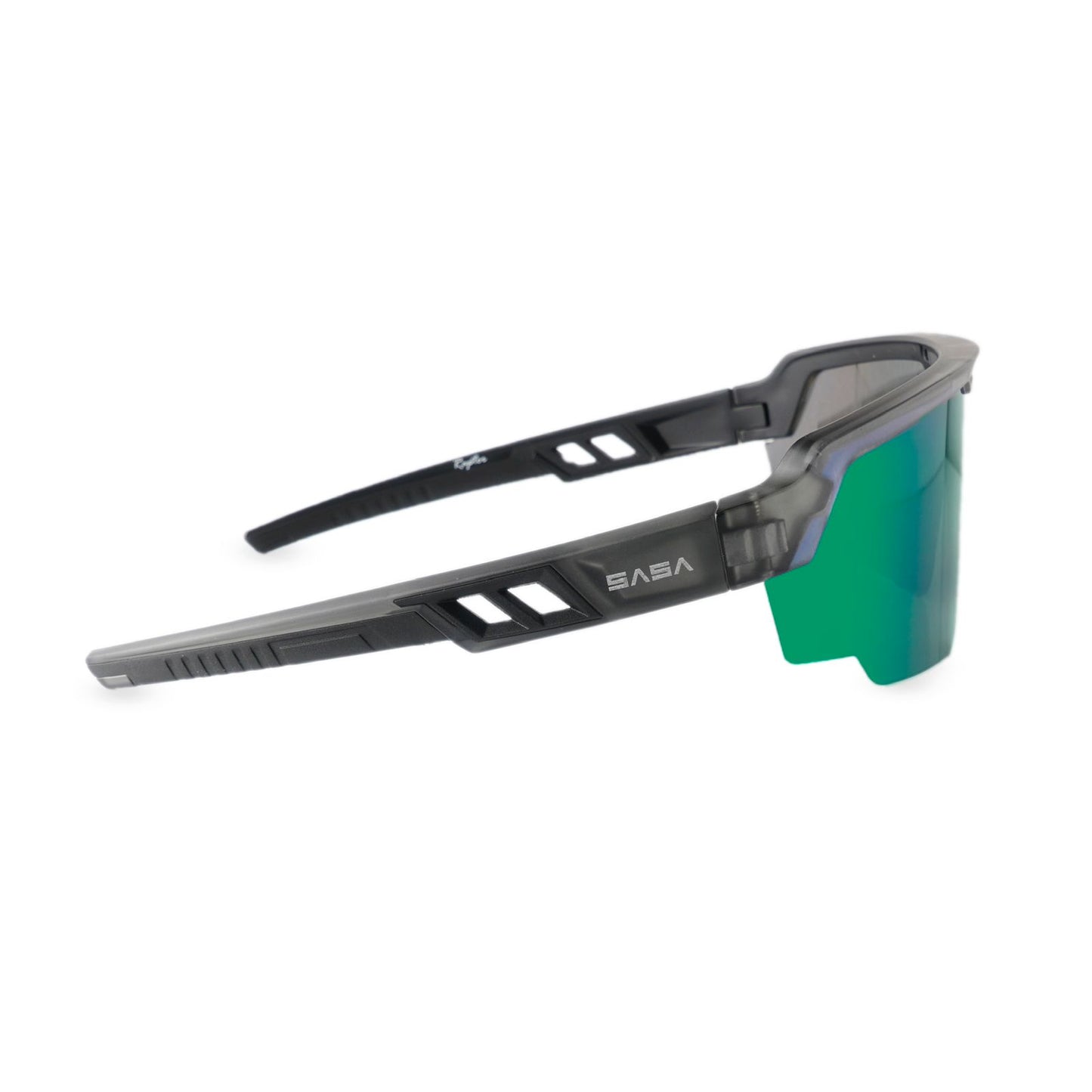 Raptor Translucent Grey Frame Green Revo Lens Sports Sunglasses for Cricket I Cycling I Marathon