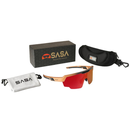 Raptor Matte Copper-Black Frame Red Revo Lens Sports Sunglasses for Cricket I Cycling I Marathon