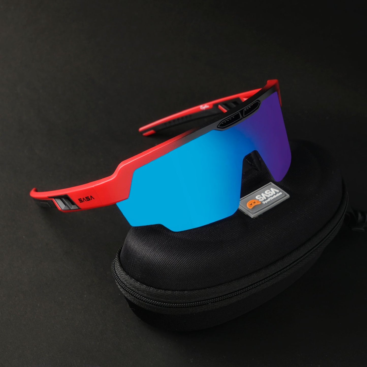 Raptor Matte Red Frame Ice Blue Revo Lens Sports Sunglasses for Cricket I Cycling I Marathon