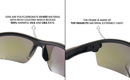SASA Predator Matte Black Frame Blue Lens Sports Sunglasses