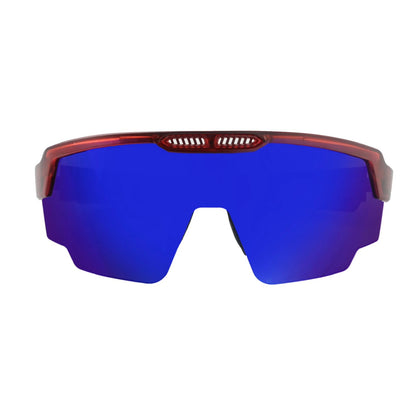 Raptor Translucent Red Frame Blue Revo Lens Sports Sunglasses for Cricket I Cycling I Marathon