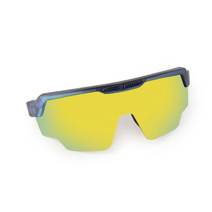 Raptor Translucent Blue Frame Yellow Revo Lens Sports Sunglasses for Cricket I Cycling I Marathon