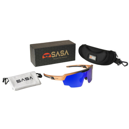 Raptor Matte Copper Black Frame Blue Revo Lens Sports Sunglasses for Cricket I Cycling I Marathon