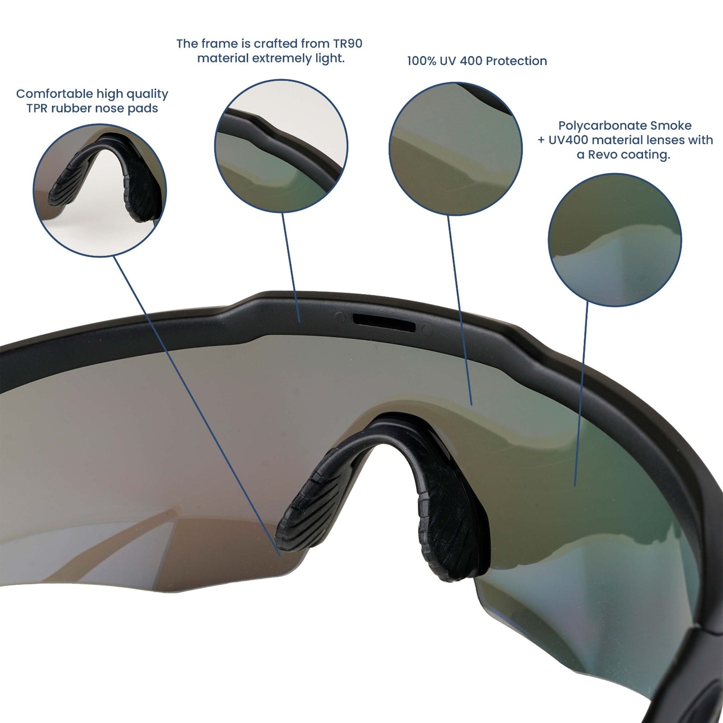 Rebound Frame Matte Black Frame Ice Blue Revo Lens Sports Sunglasses