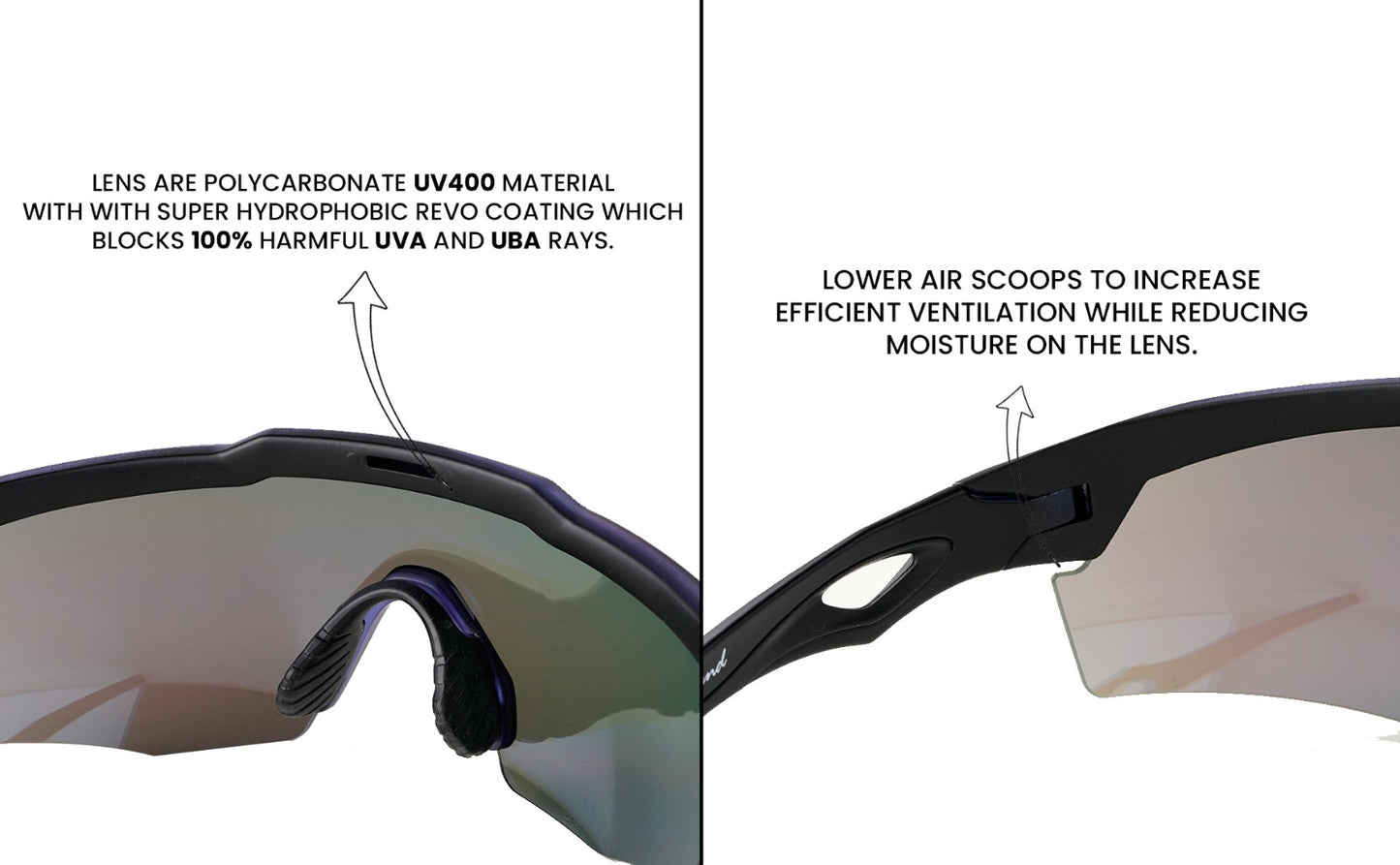 Rebound Matte Black Frame Green Revo Lens Sports Sunglasses