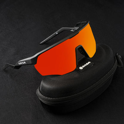 Viper Matte Black Frame Lens Red Revo Sports Sunglasses For Cricket I Cycling I Marathon