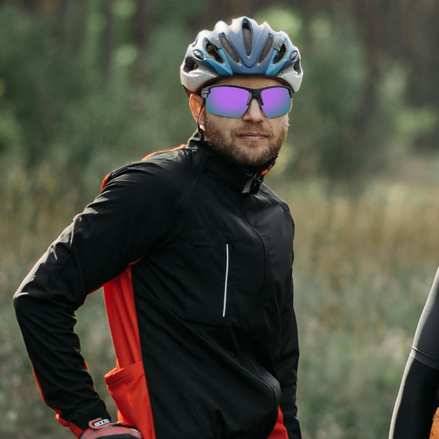 SASA Predator Matte Black Frame Blue Lens Sports Sunglasses