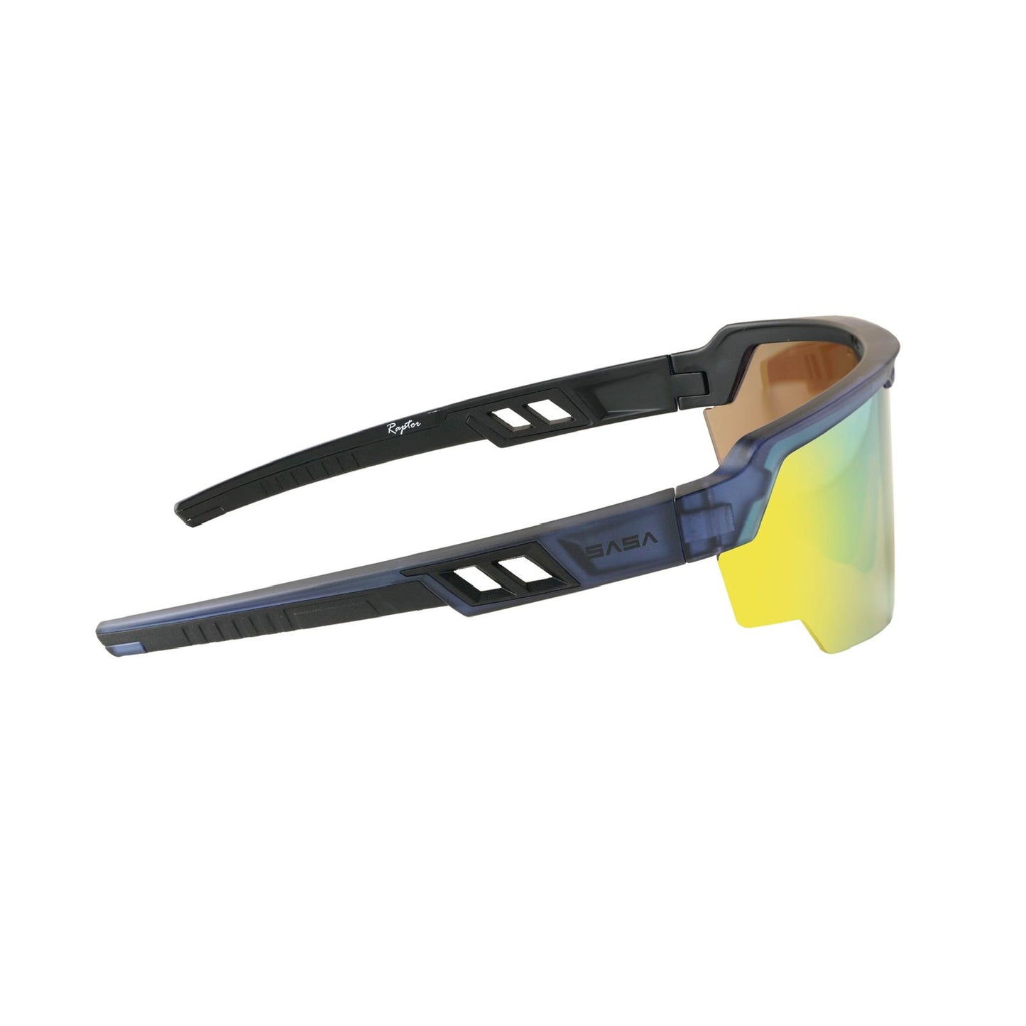 Raptor Translucent Blue Frame Yellow Revo Lens Sports Sunglasses for Cricket I Cycling I Marathon