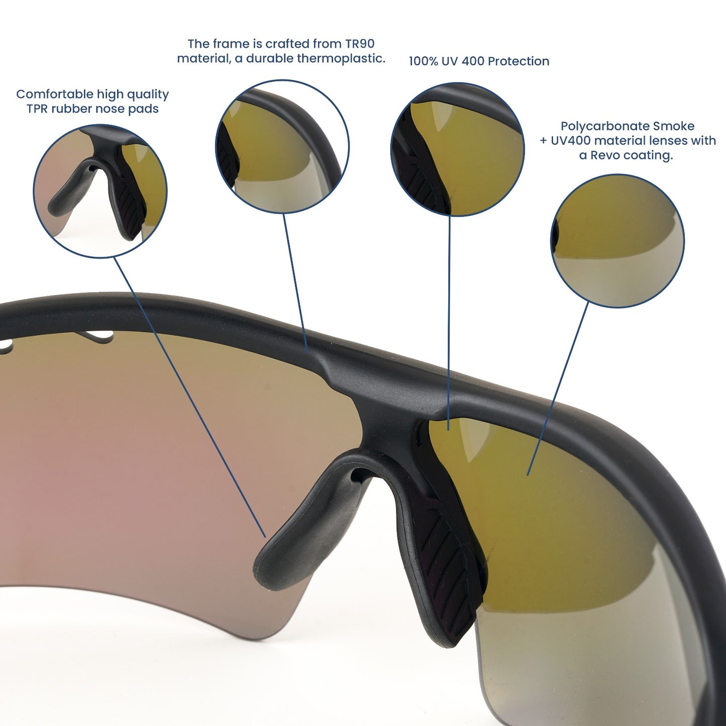 Discover Men's Black Frame Green Lens Sports Sunglasses