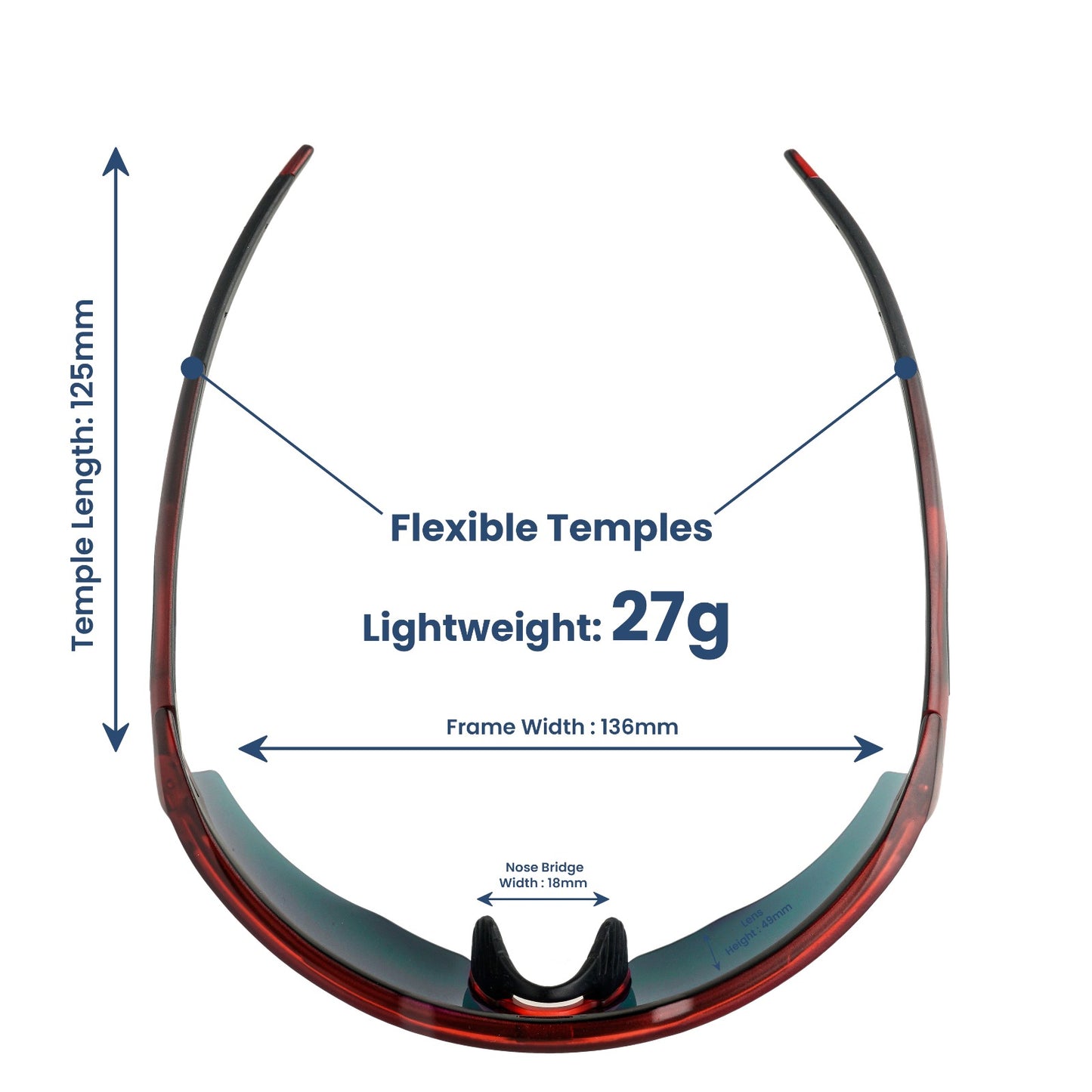 Rebound Translucent Red Frame Green Revo Lens Sports Sunglasses