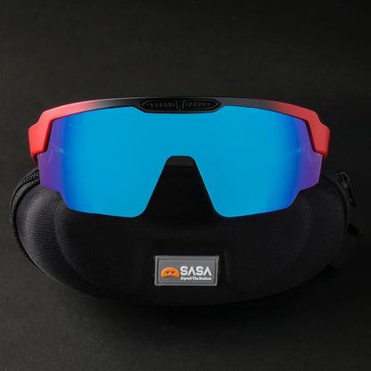 Raptor Matte Red Frame Ice Blue Revo Lens Sports Sunglasses for Cricket I Cycling I Marathon