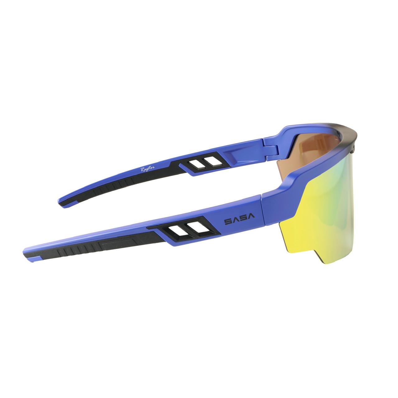 Raptor Matte Blue/Black Frame Yellow Revo Lens Sports Sunglasses for Cricket I Cycling I Marathon