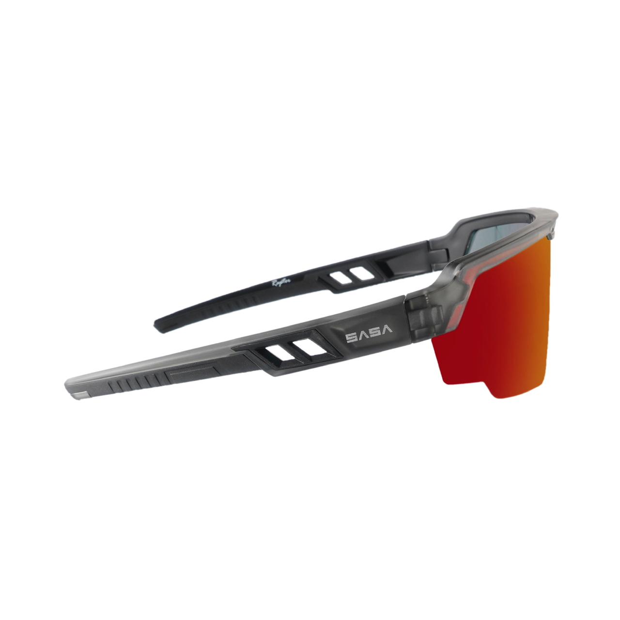 Raptor Translucent Grey Frame Red Revo Lens Sports Sunglasses for Cricket I Cycling I Marathon
