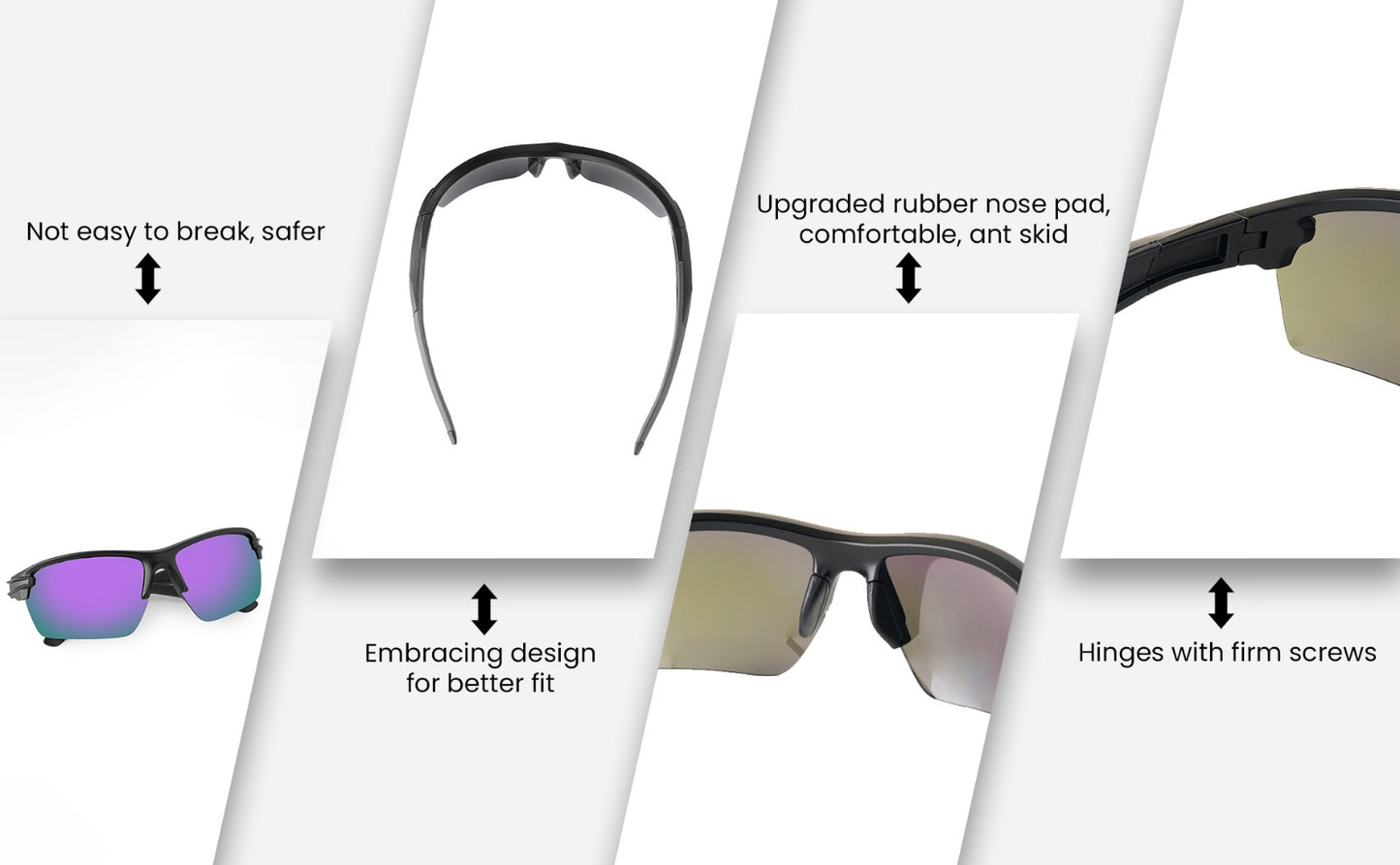 SASA Predator Matte Black Frame Blue Lens Sports Sunglasses