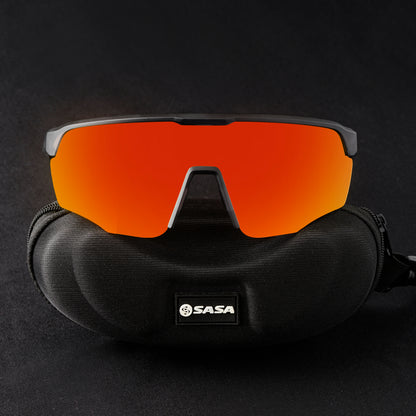 Viper Translucent Grey Frame Lens Red Revo Sports Sunglasses For Cricket I Cycling I Marathon