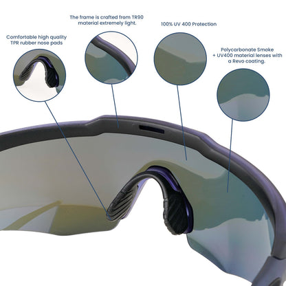 SASA Rebound Translucent Blue Frame Ice Blue Revo Lens Sports Sunglasses