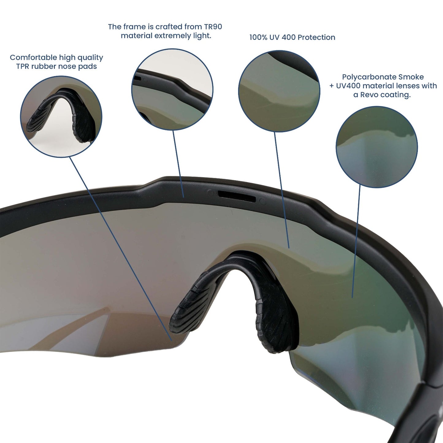 Rebound Matte Black Frame Red Revo Lens Sports Sunglasses
