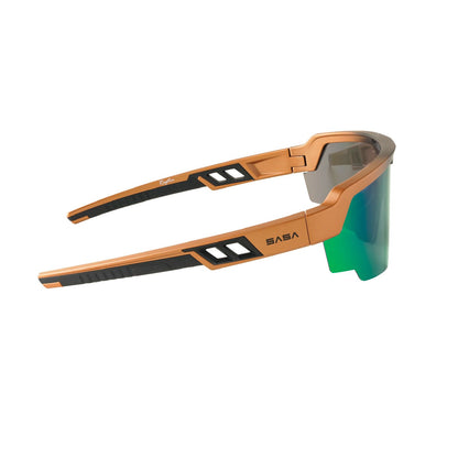 Raptor Matte Copper/Black Frame Green Revo Lens Sports Sunglasses for Cricket I Cycling I Marathon