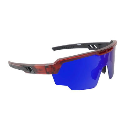 Raptor Translucent Red Frame Blue Revo Lens Sports Sunglasses for Cricket I Cycling I Marathon