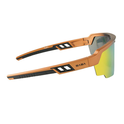 Raptor Matte Copper/Black Frame Yellow Revo Lens Sports Sunglasses for Cricket I Cycling I Marathon