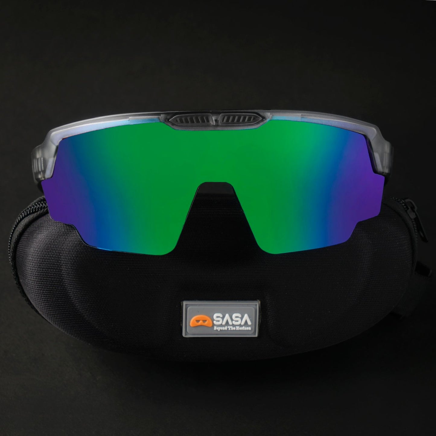 Raptor Translucent Grey Frame Green Revo Lens Sports Sunglasses for Cricket I Cycling I Marathon