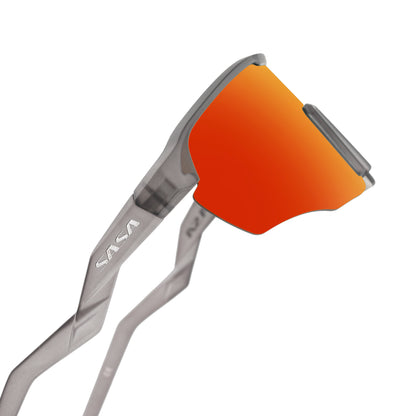 Viper Translucent Grey Frame Lens Red Revo Sports Sunglasses For Cricket I Cycling I Marathon