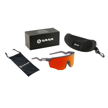 Viper Translucent Grey Frame Lens Red Revo Sports Sunglasses For Cricket I Cycling I Marathon