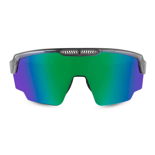 Raptor Translucent Grey Frame Green Revo Lens Sports Sunglasses for Cricket I Cycling I Marathon