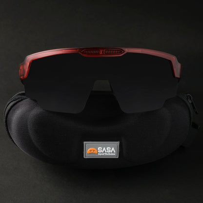 Raptor Translucent Red Frame Black Smoke Lens Sports Sunglasses for Cricket I Cycling I Marathon