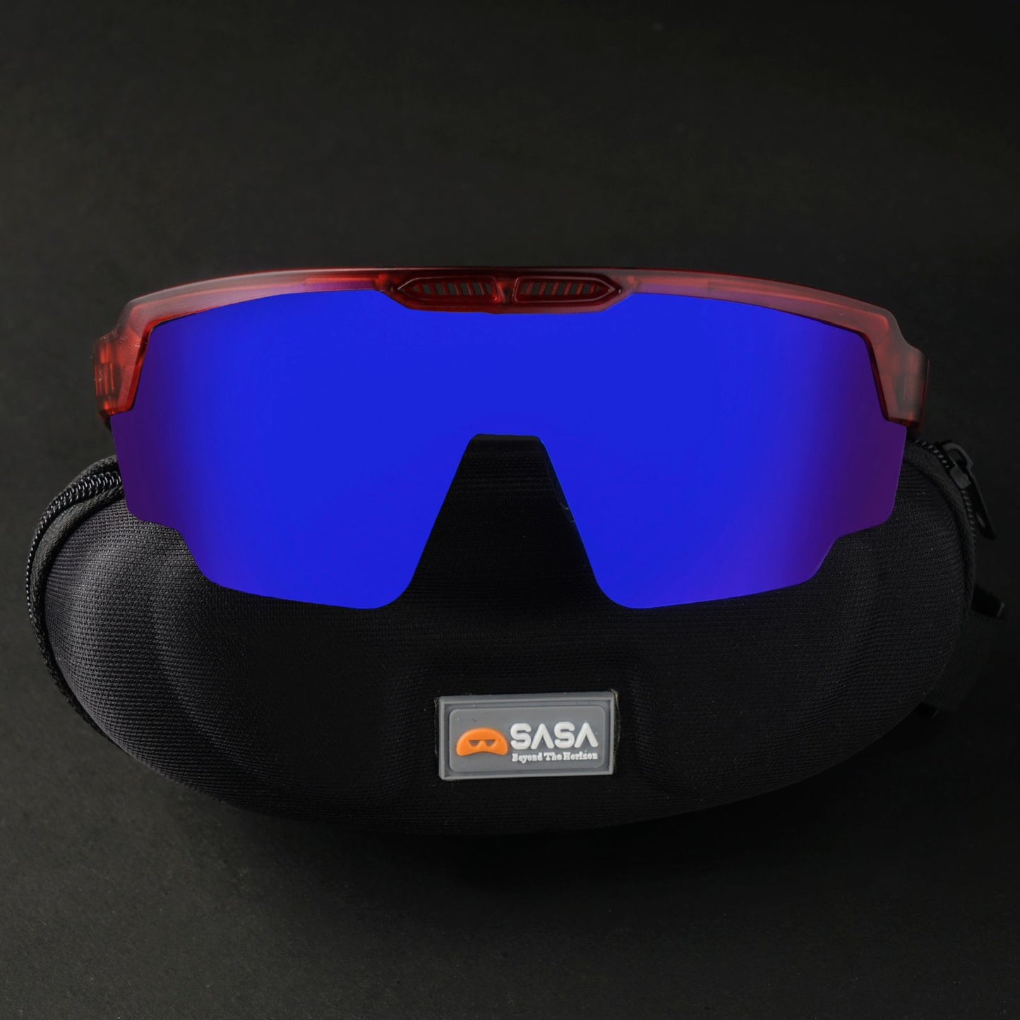 Raptor Translucent Red Frame Blue Revo Lens Sports Sunglasses for Cricket I Cycling I Marathon