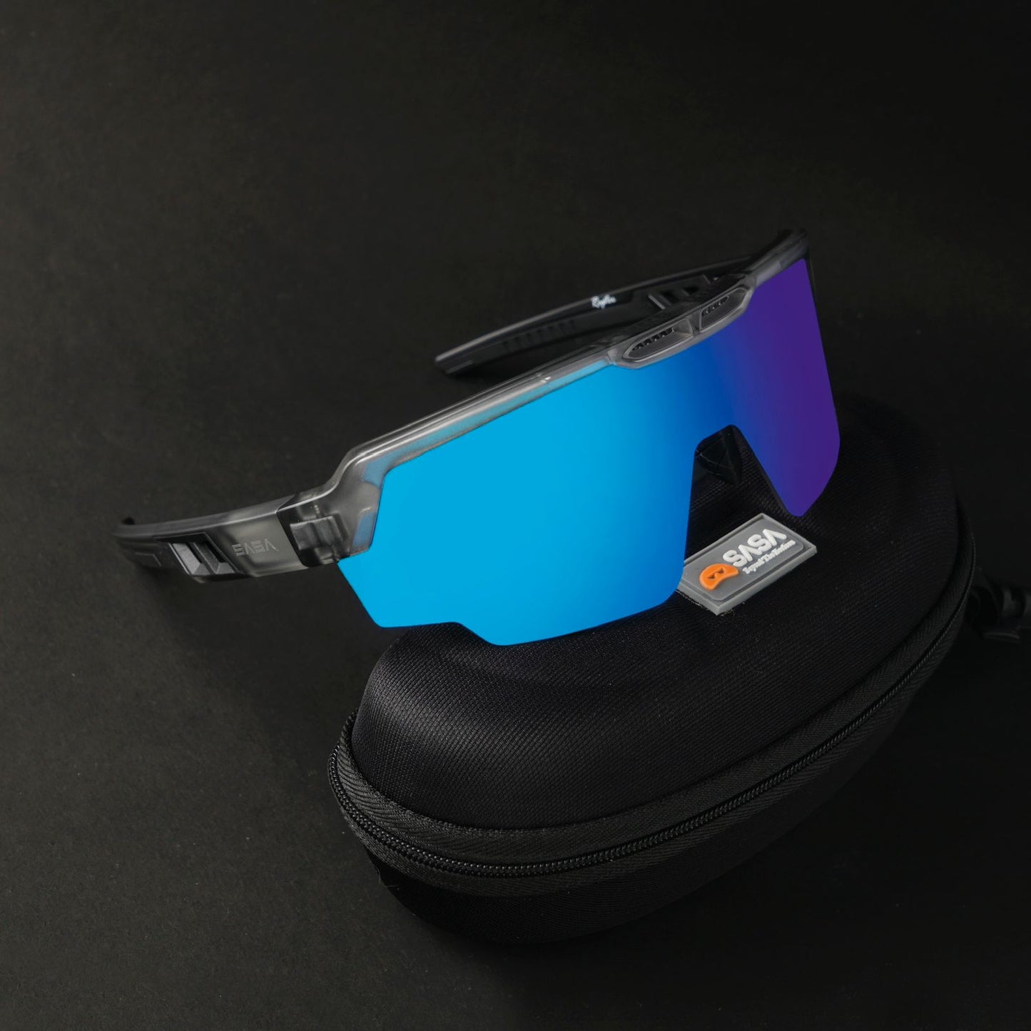 Raptor Translucent Grey Frame Ice Blue Revo Lens Sports Sunglasses for Cricket I Cycling I Marathon