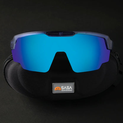 Raptor Translucent Blue Frame  Ice Blue Revo Lens Sports Sunglasses for Cricket I Cycling I Marathon