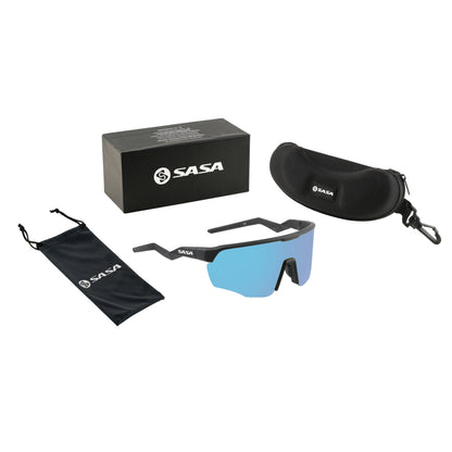 Viper Matte Black Frame Lens Ice Blue Revo Sports Sunglasses For Cricket I Cycling I Marathon
