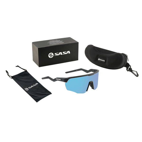Matte Black Frame Lens Ice Blue Revo Sports Sunglasses For Cricket I Cycling I Marathon