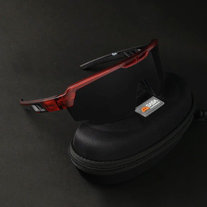 Raptor Translucent Red Frame Black Smoke Lens Sports Sunglasses for Cricket I Cycling I Marathon
